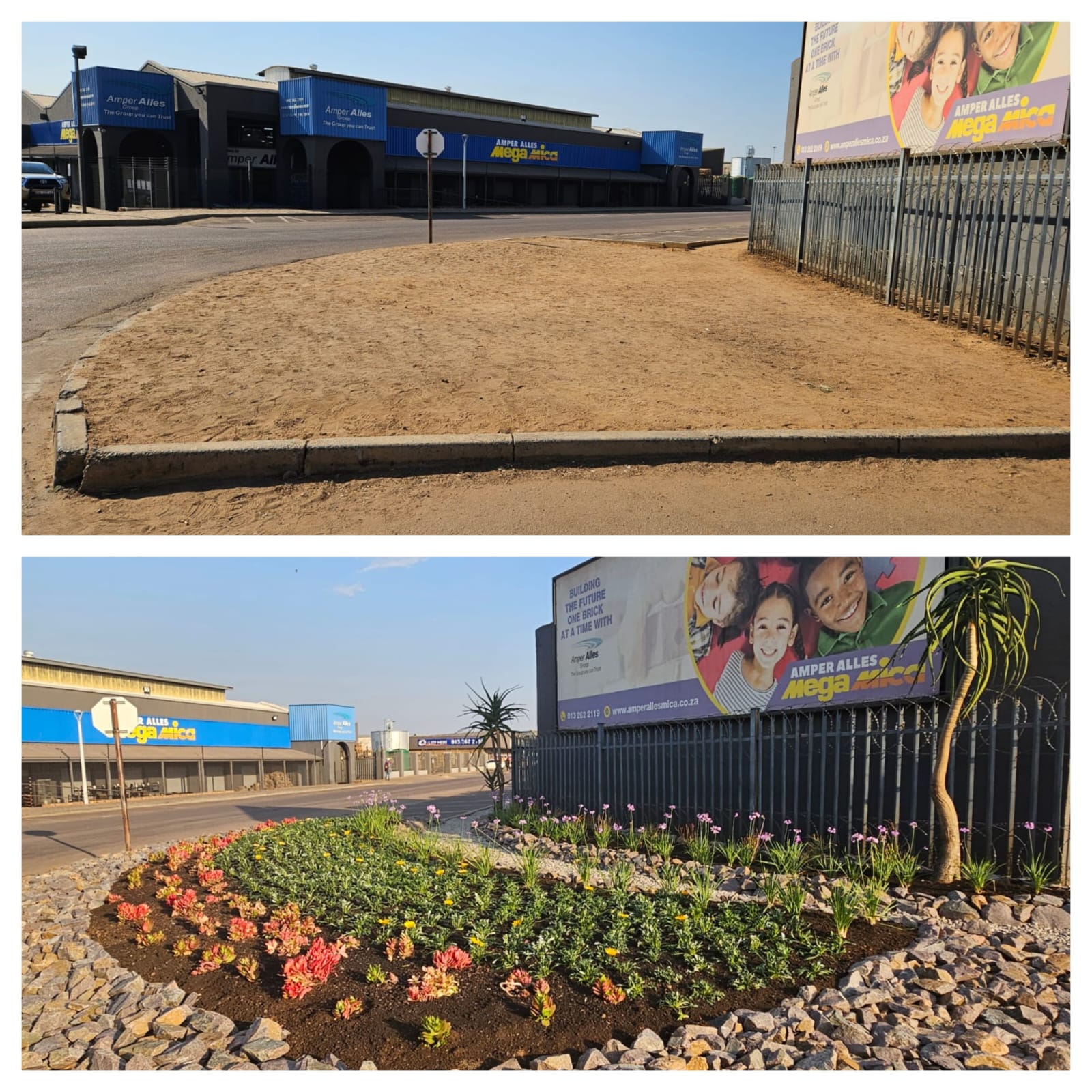 Before and after landscaping transformation — Groblersdal